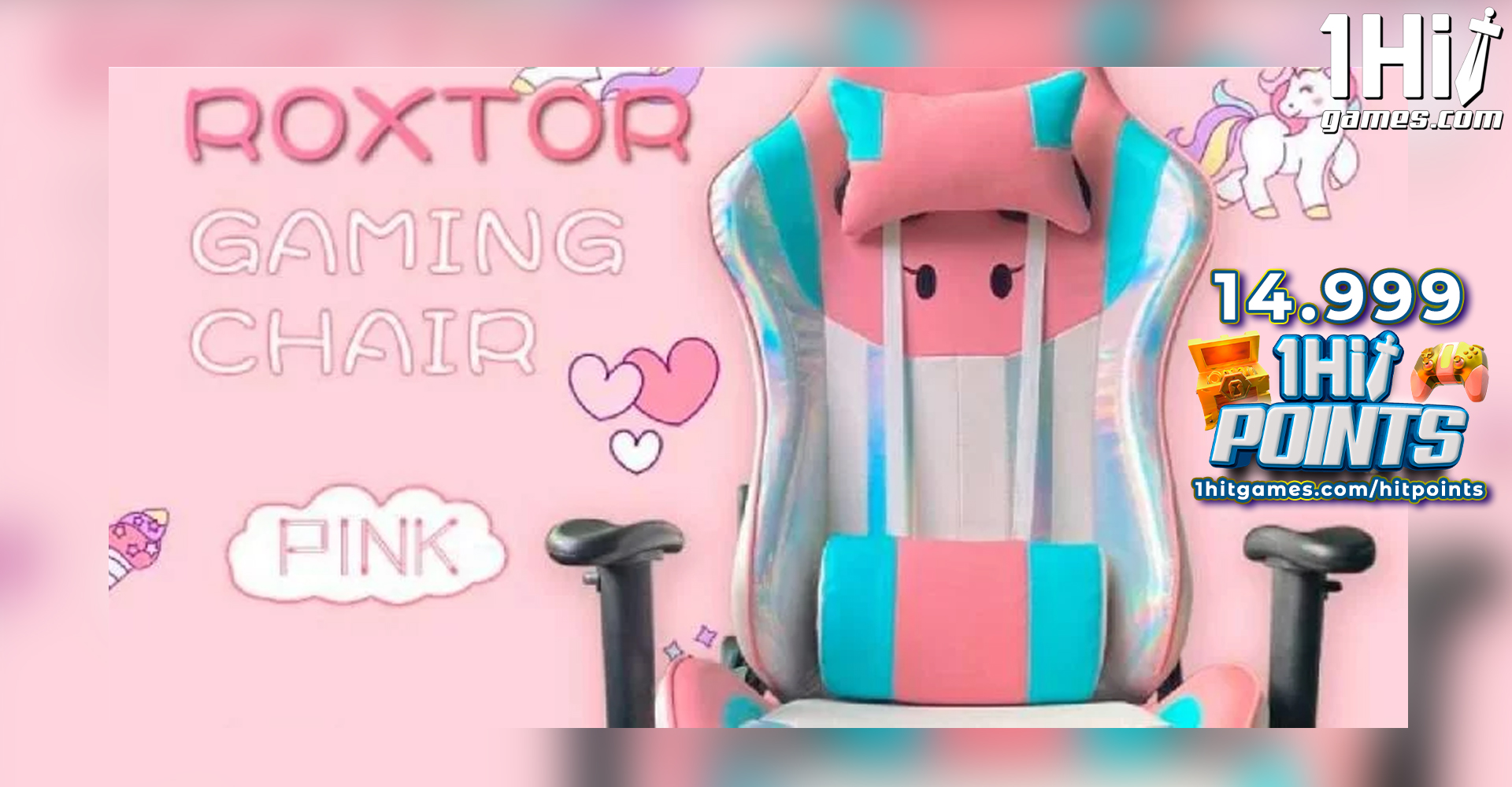 Cadeira Gamer Rosa Roxtor Unicorn 1HitGames
