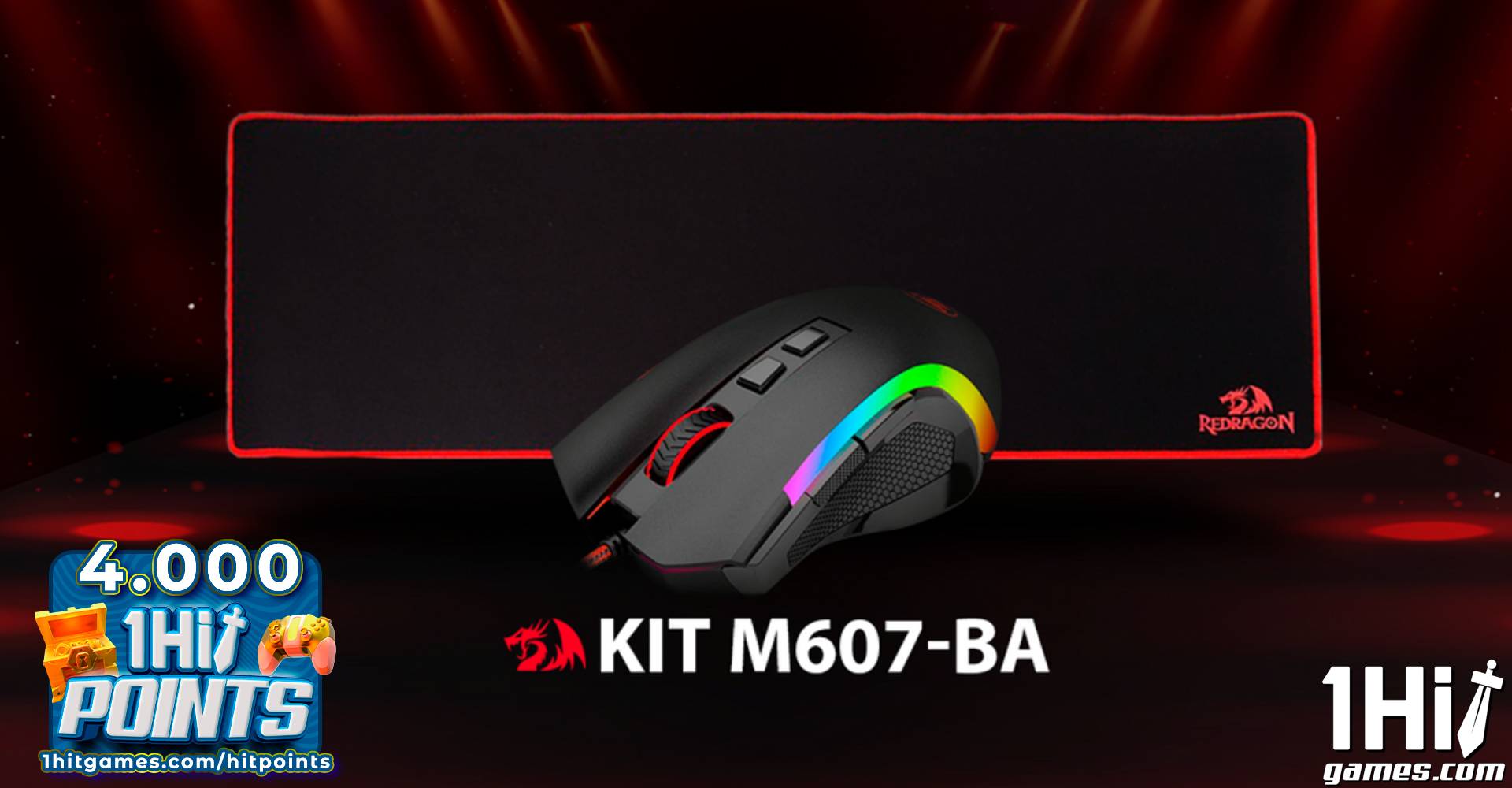 Kit Gamer Redragon mouse + mousepad M607-BA